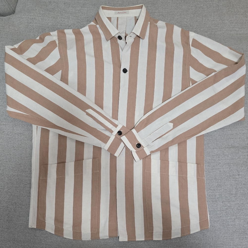 A.B.C.L. clay and cream stripe shirt